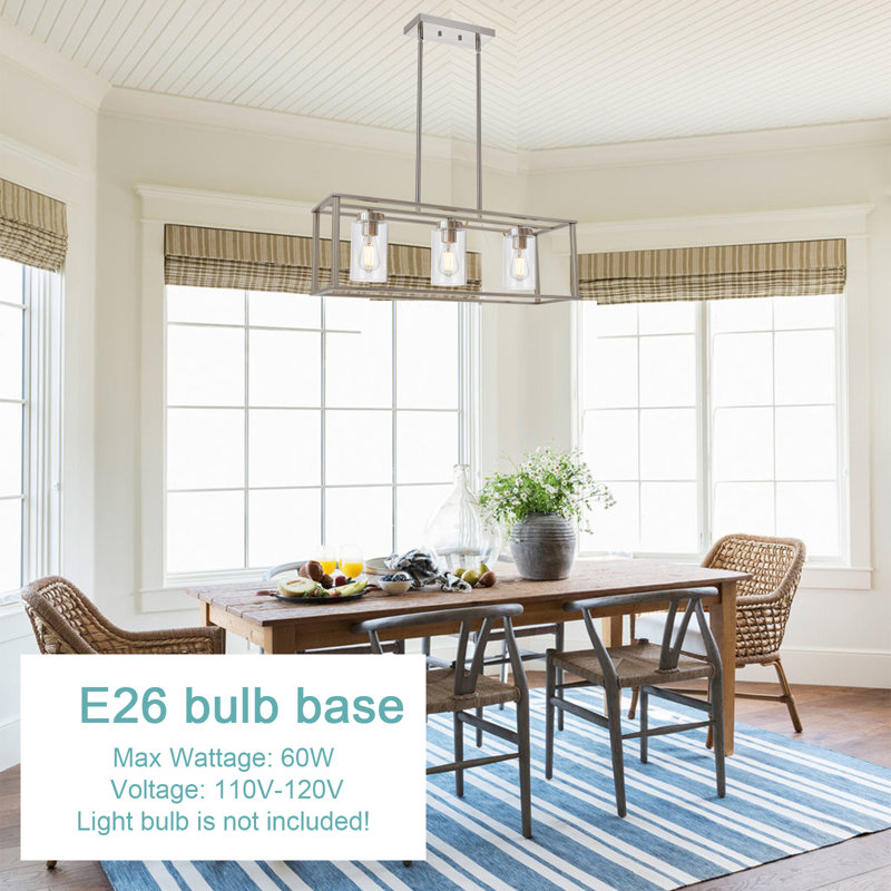 Ebern Designs Daundra 3 Light Kitchen Island Rectangle Pendant